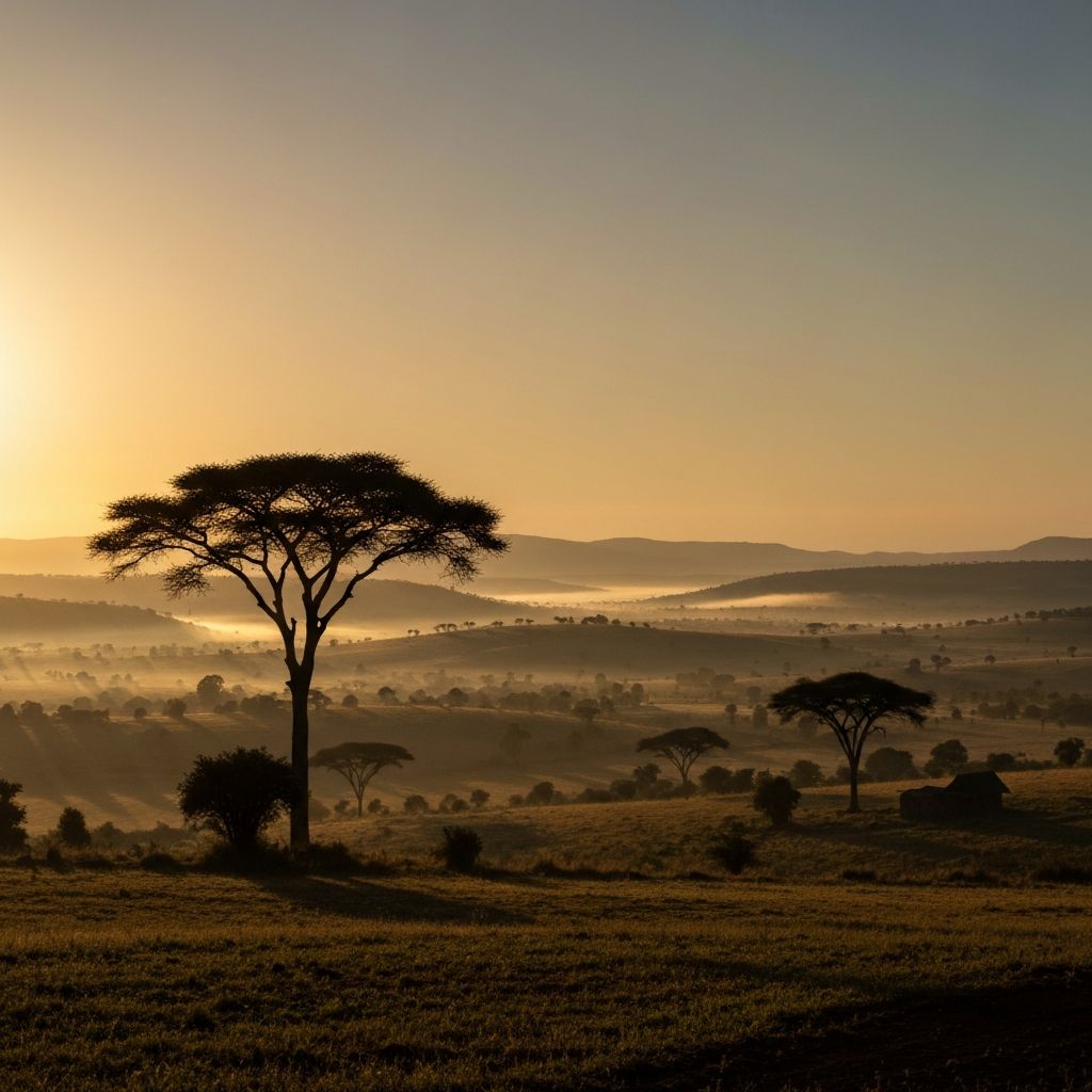 Sunrise over the Malawian countryside